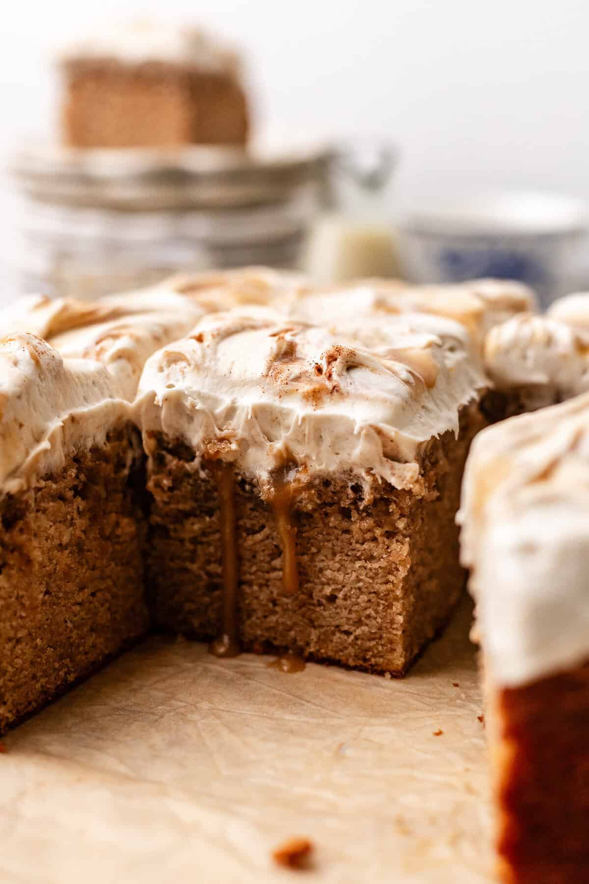 sliced vegan chai spice cake