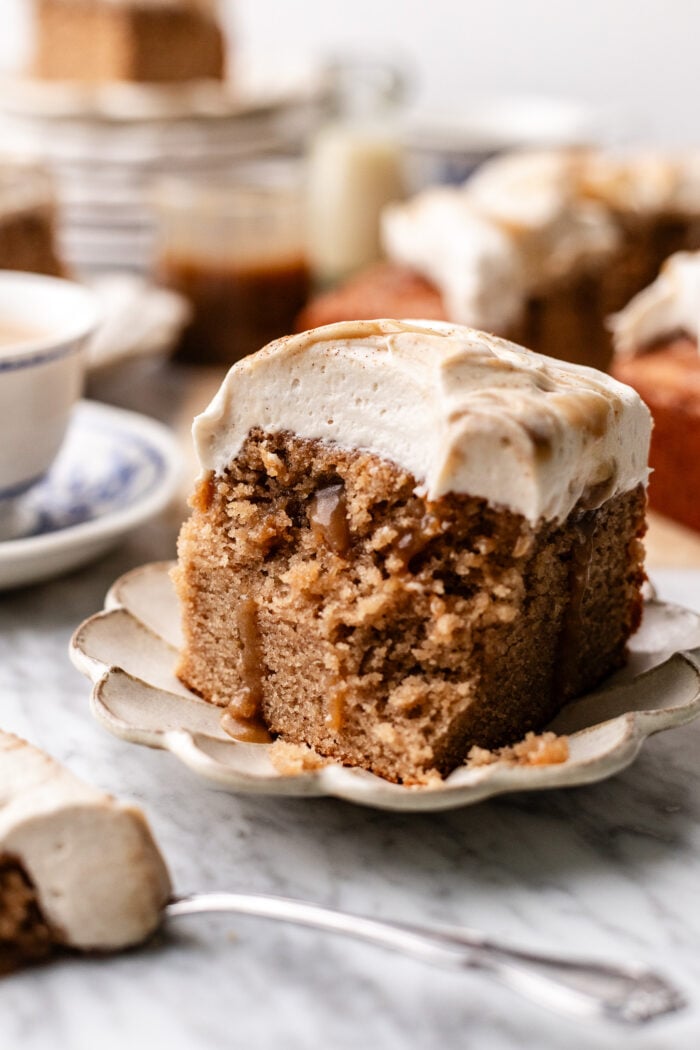 bitten slice of chai spice cake