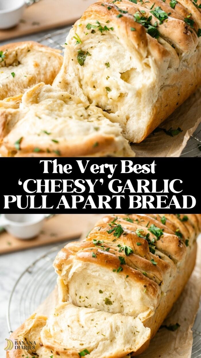 Easy Cheesy Vegan Garlic Pull Apart Bread Recipe pinterest pin