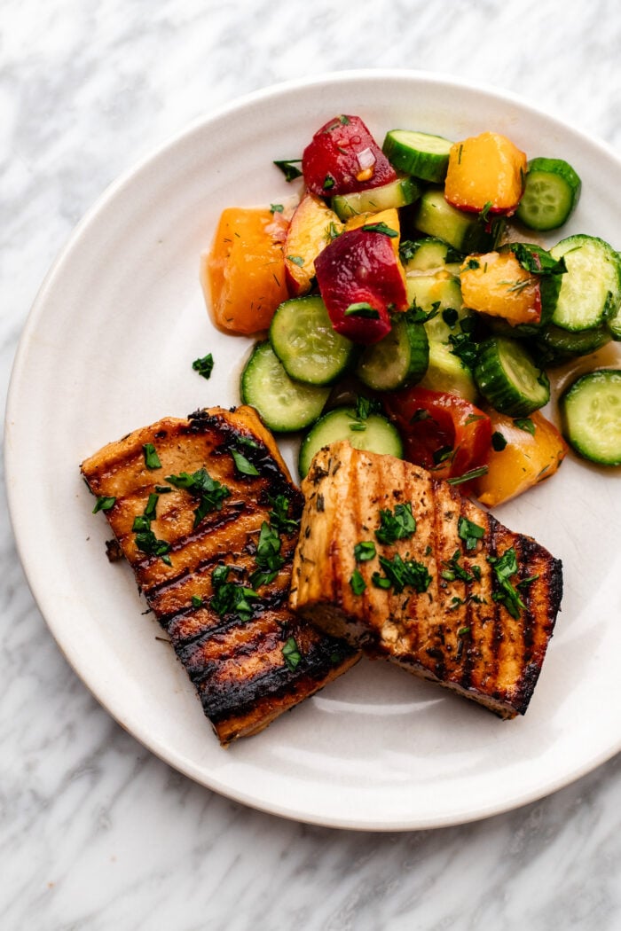 plated grilled tofu