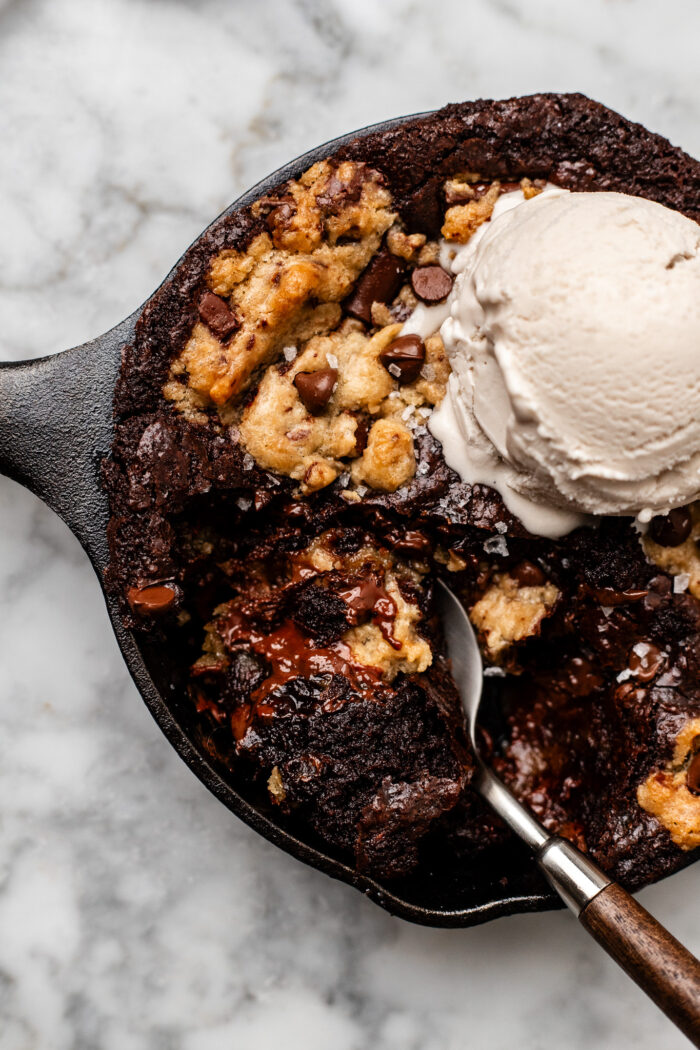 scooped vegan mini cookie skillet