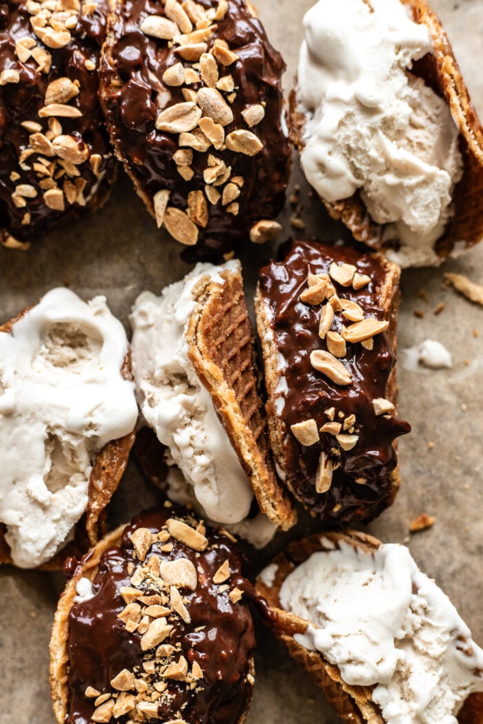 mini choco tacos to top the cheesecake