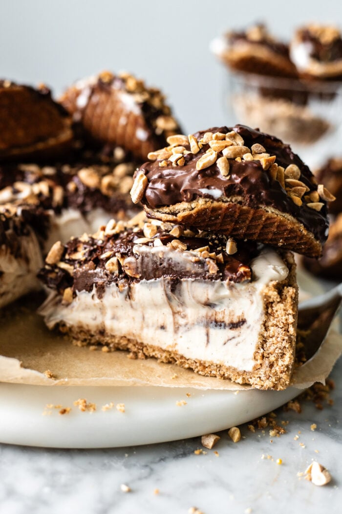 sliced vegan choco taco cheesecake