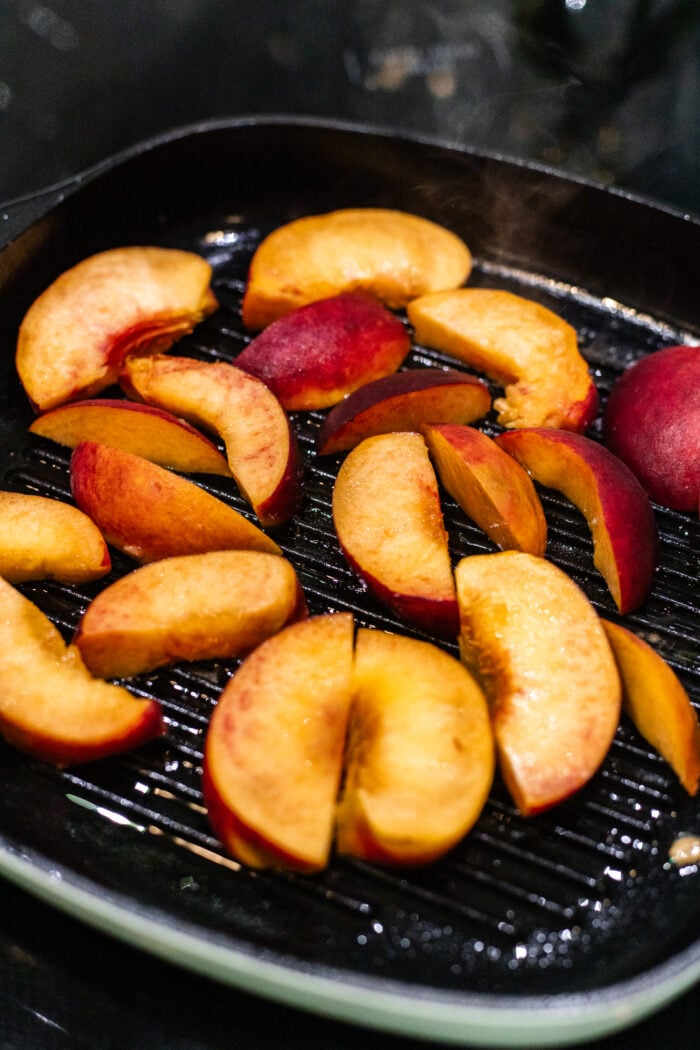 grilling the peaches