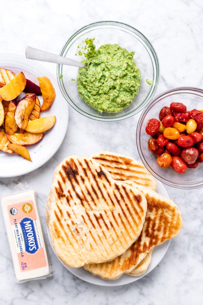 ingredients for assembling the flatbread pizzas