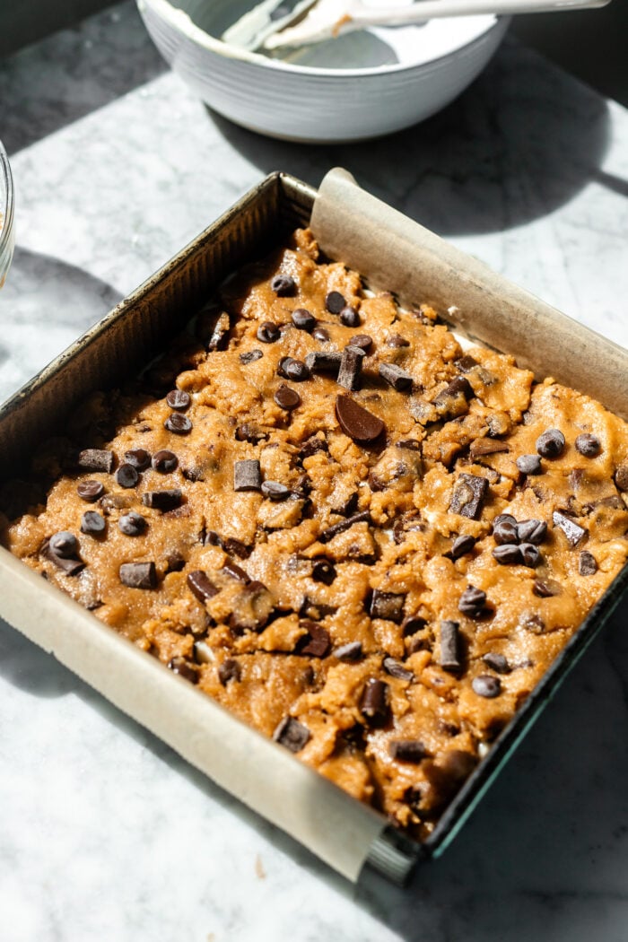 cheesecake bars before baking