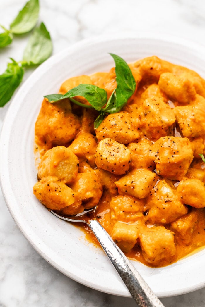 plate of roasted red pepper pasta