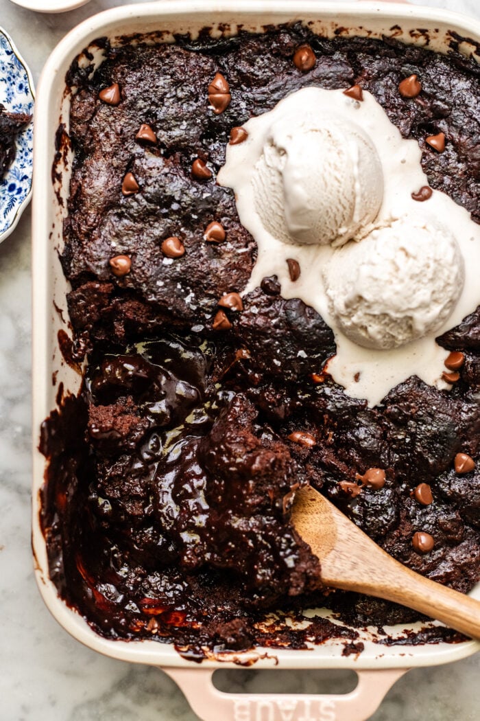 scooped chocolate pudding cake