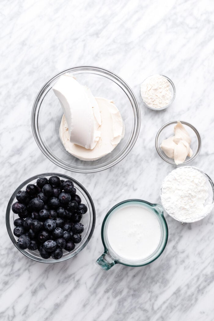 small batch vegan blueberry Basque cheesecake ingredients 