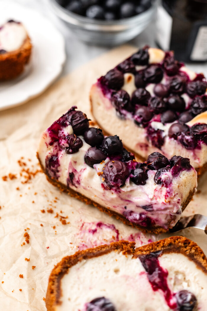 sliced loaf of Basque cheesecake 