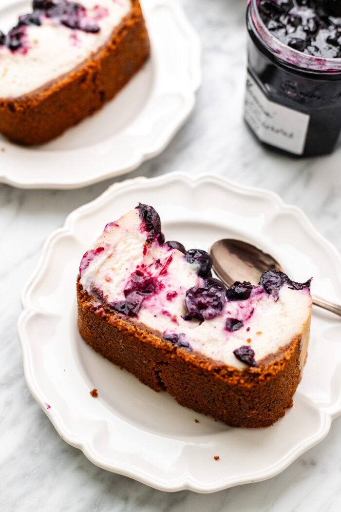 slice of vegan small batch Basque cheesecake