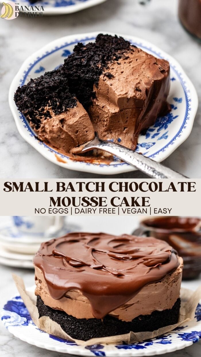 Small Batch Vegan Chocolate Mousse Cake - No Tofu, No Cashews! pinterest pin
