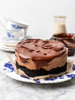 small batch chocolate mousse cake on a plate