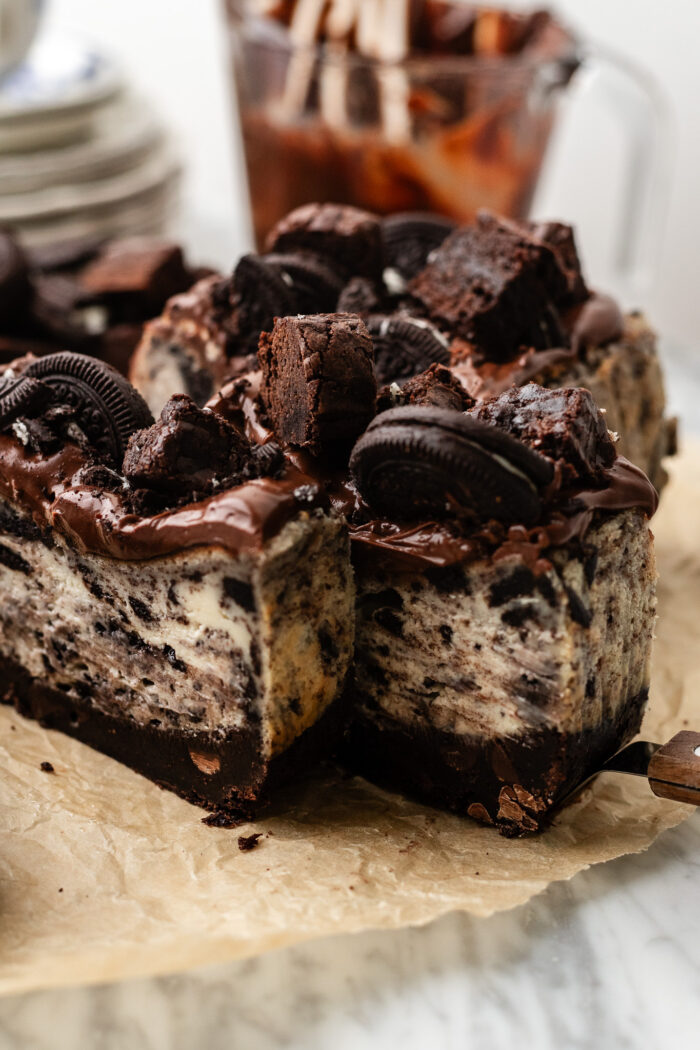 sliced small batch Basque cheesecake