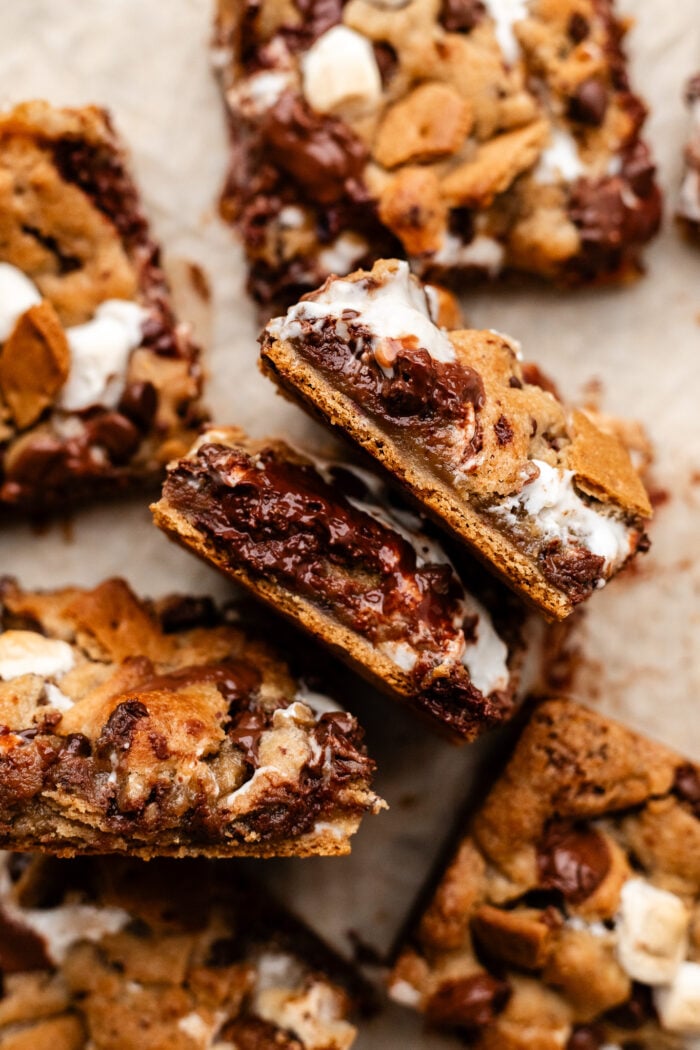 stacked vegan s'mores cookie bars