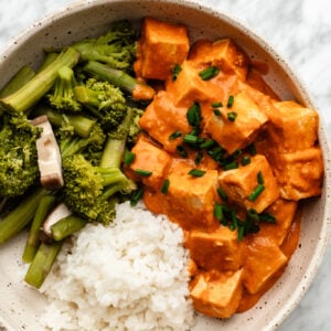 bowl of spicy coconut tofu