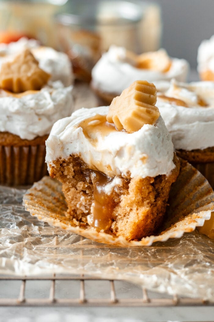 bitten apple cider cupcake