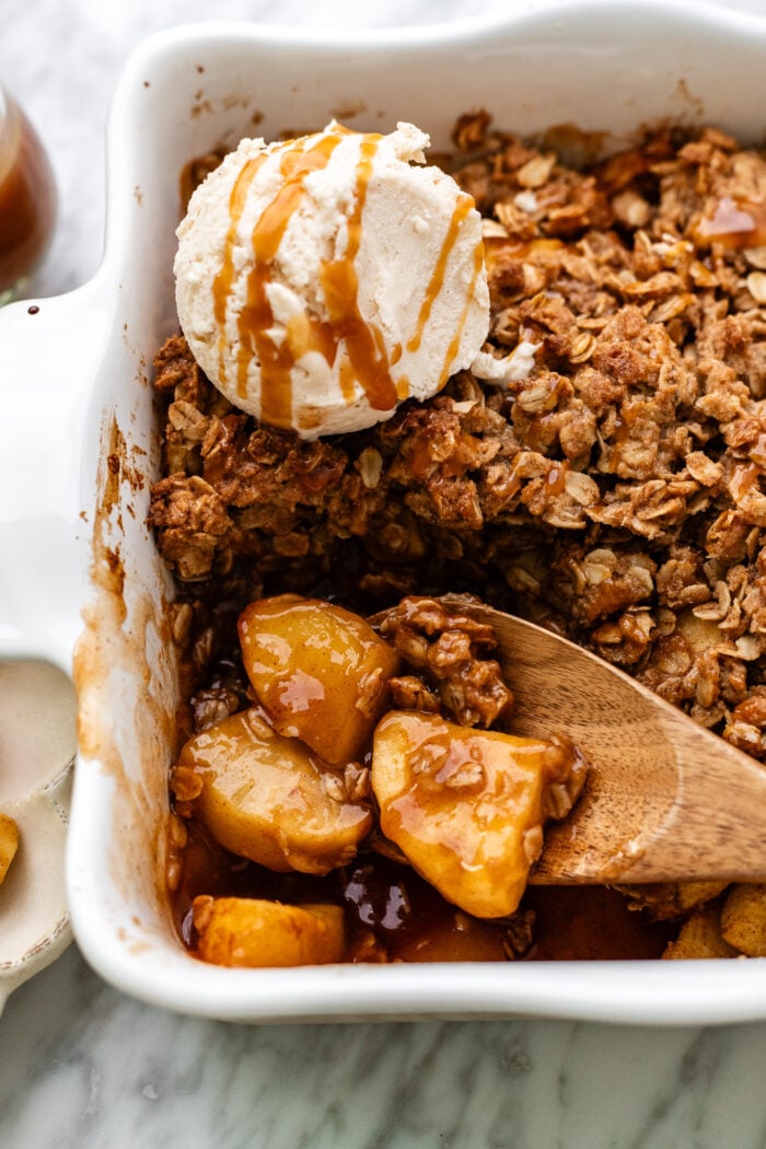 scooped vegan apple crisp