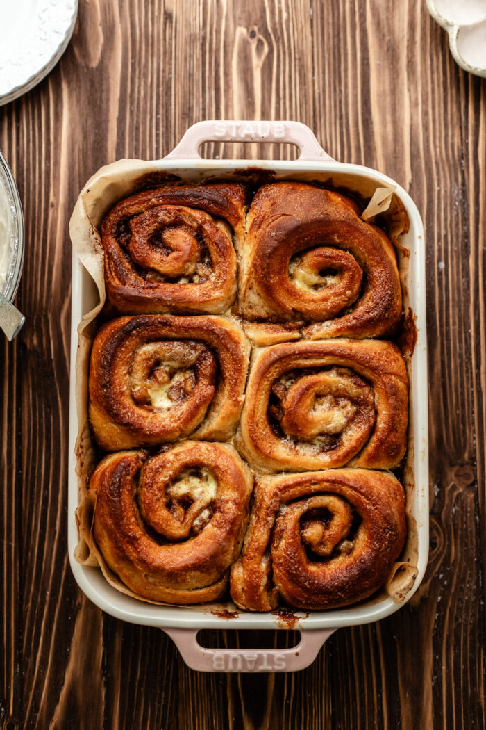 cinnamon rolls after baking