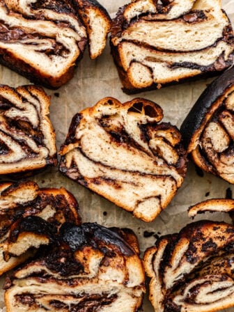 sliced vegan nutella babka