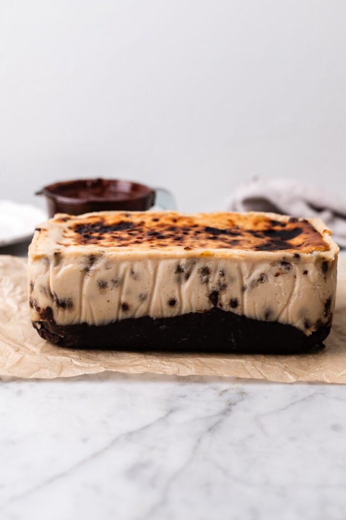 baked vegan brookie Basque cheesecake