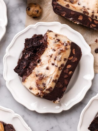 plate of brookie cheesecake