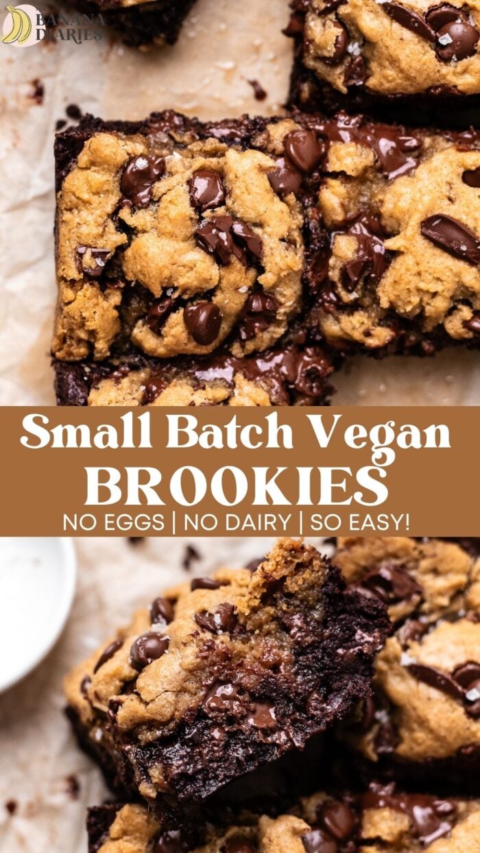 Small Batch Brown Butter Vegan Brookies pinterest pin