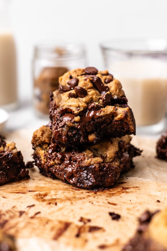stacked vegan brookies