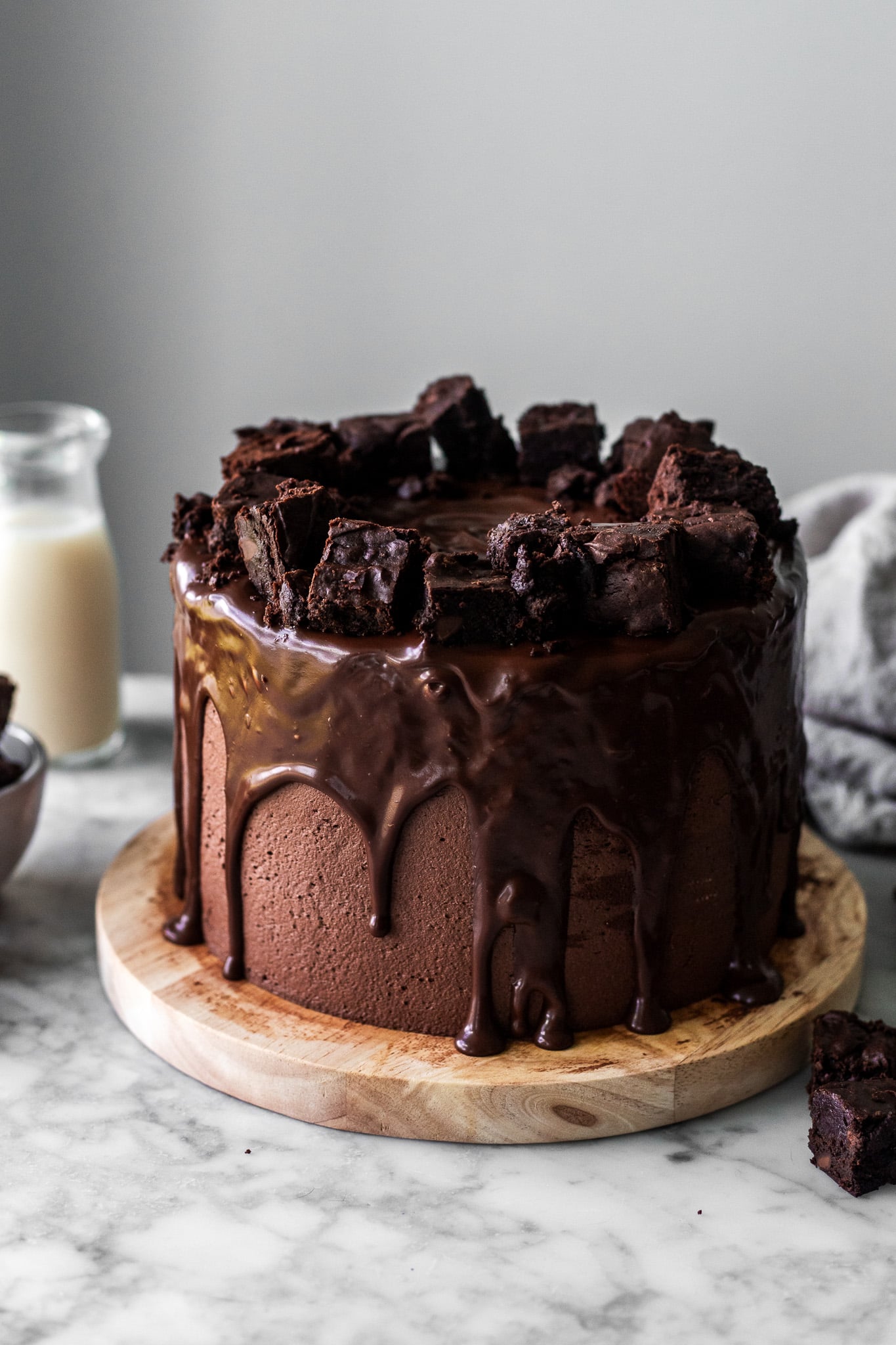 Extra Fudgy Vegan Brownie Cake with Brownie Stuffed Layers | The Banana