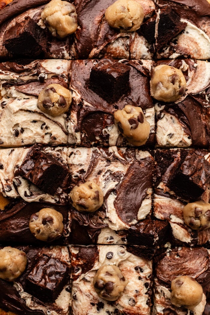 frosted brownie cookie dough cake