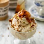 vegan caramel ice cream in goblet
