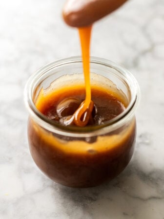 jar of vegan caramel sauce