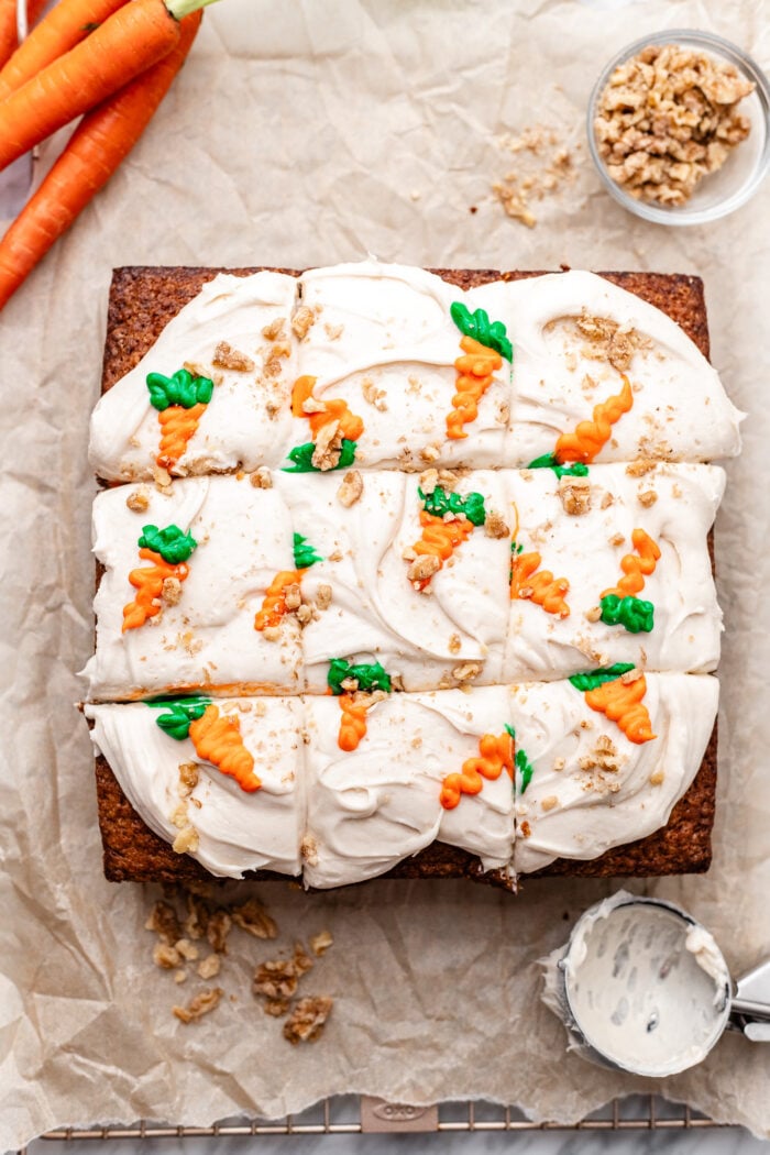sliced vegan carrot cake