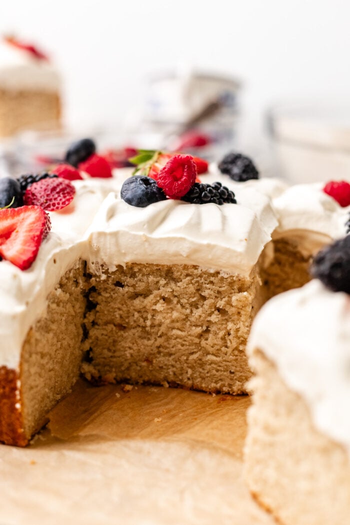 sliced sheet cake