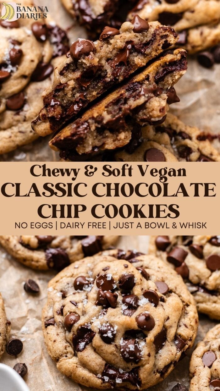 Chewy & Soft Vegan Chocolate Chip Cookies (Better Than Tollhouse!) pinterest pin