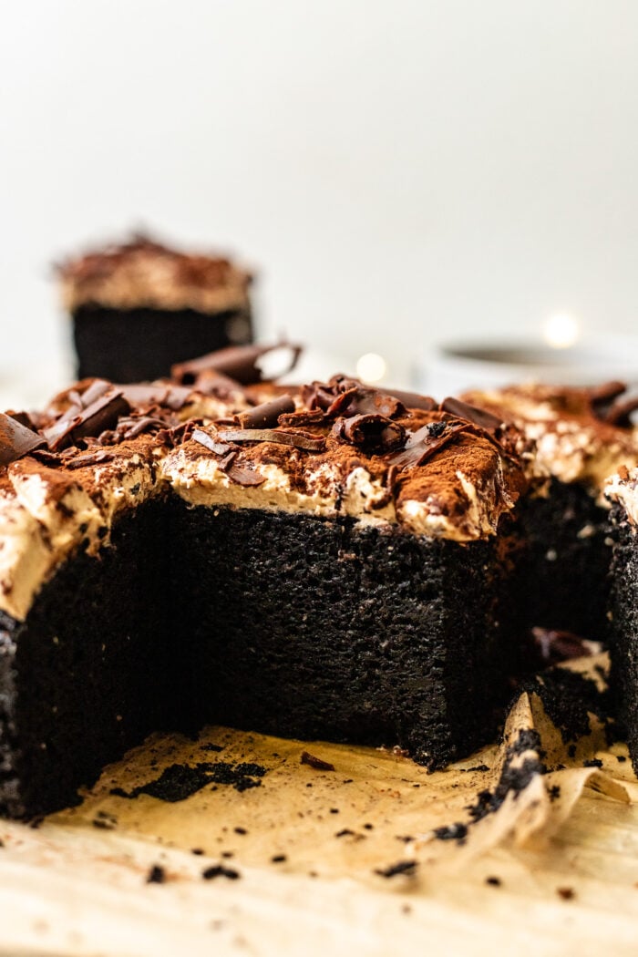 sliced vegan chocolate espresso cake