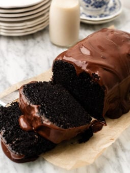 sliced chocolate pound cake