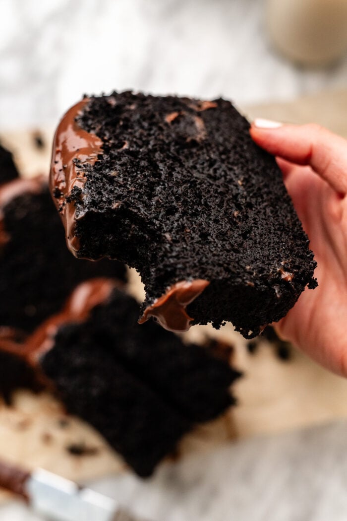 bitten chocolate loaf cake