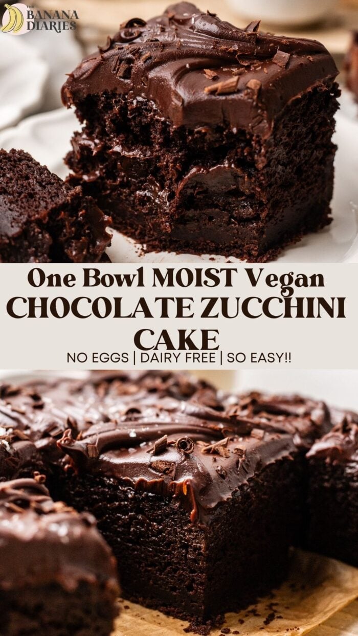 One Bowl MOIST Vegan Chocolate Zucchini Cake pinterest pin