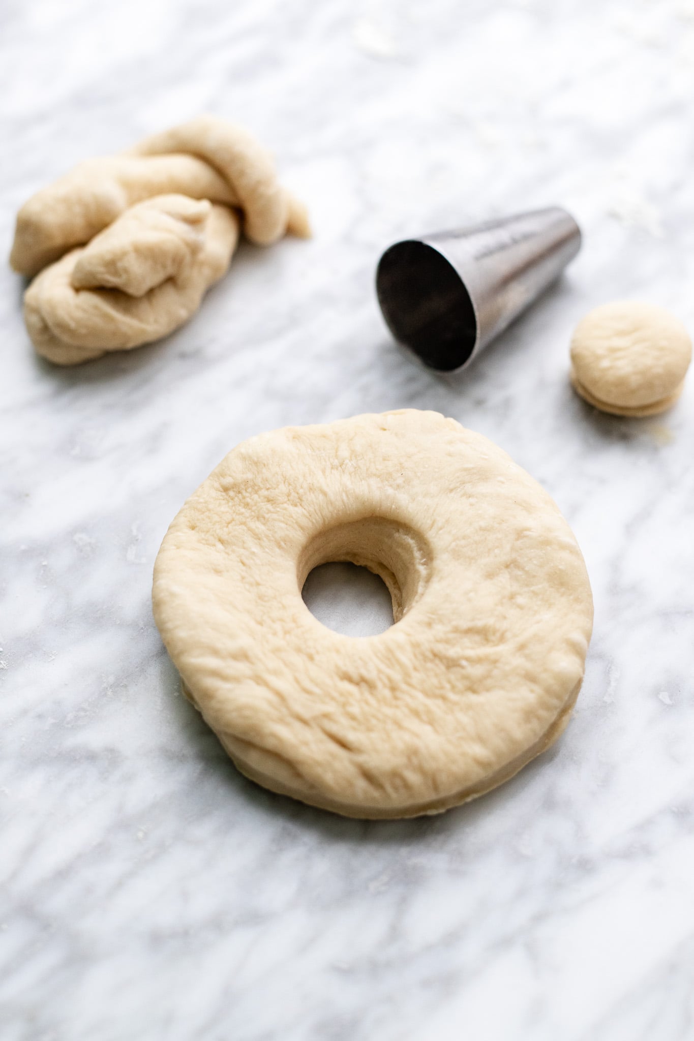 shaping the doughnuts