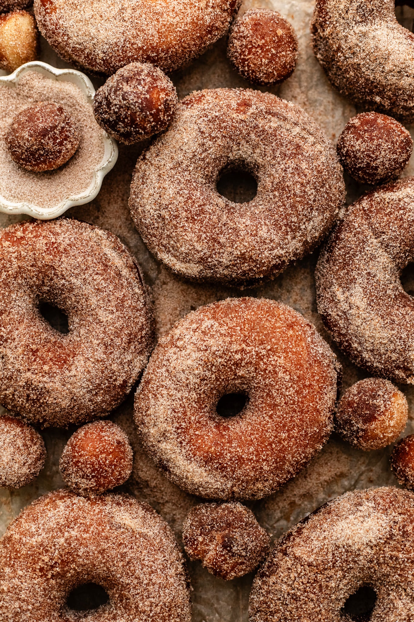 cinnamon sugar coated doughnuts