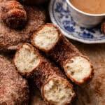 broken open cinnamon sugar doughnut