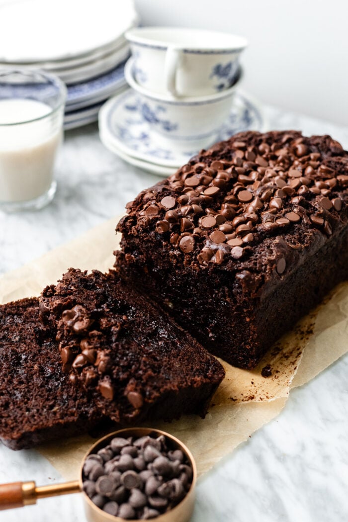 sliced chocolate banana bread