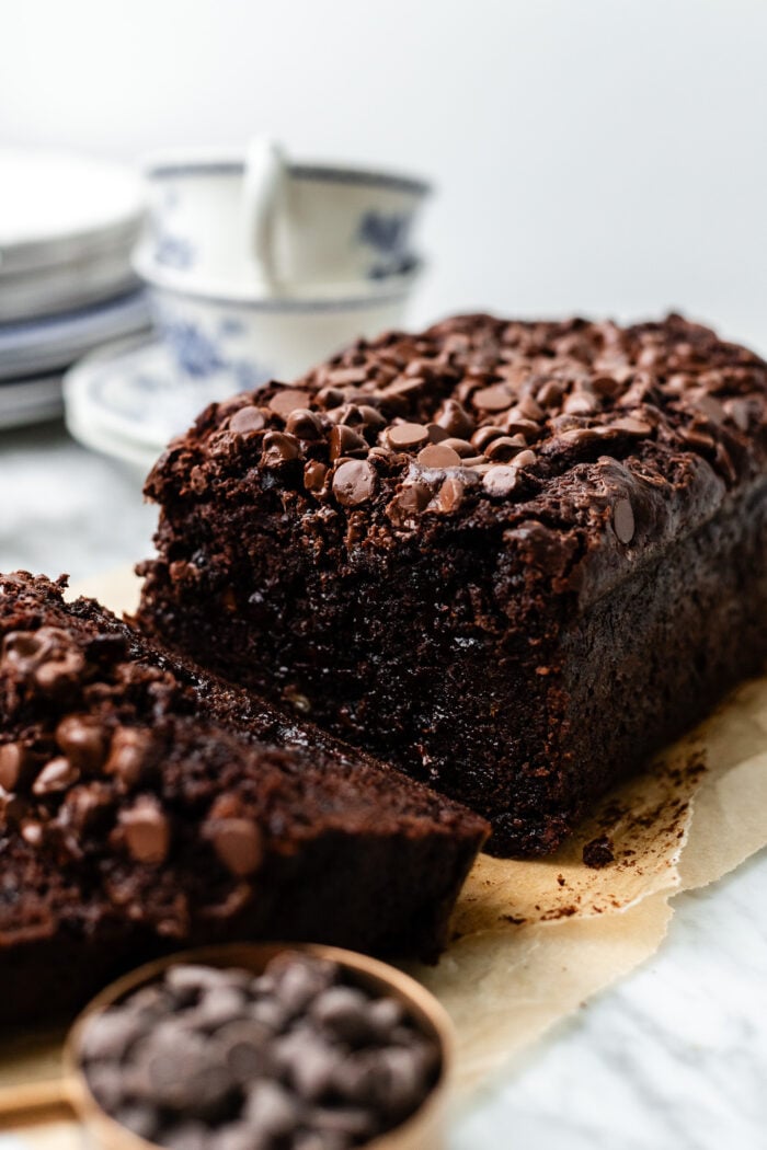 sliced chocolate banana bread
