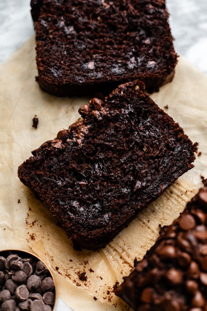 slice of chocolate banana bread