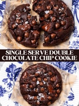 Single Serve Vegan Double Chocolate Chip Cookie Recipe pinterest pin