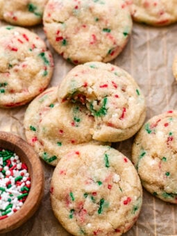 Easy Drop-Style Vegan Christmas Sugar Cookies with Sprinkles bitten