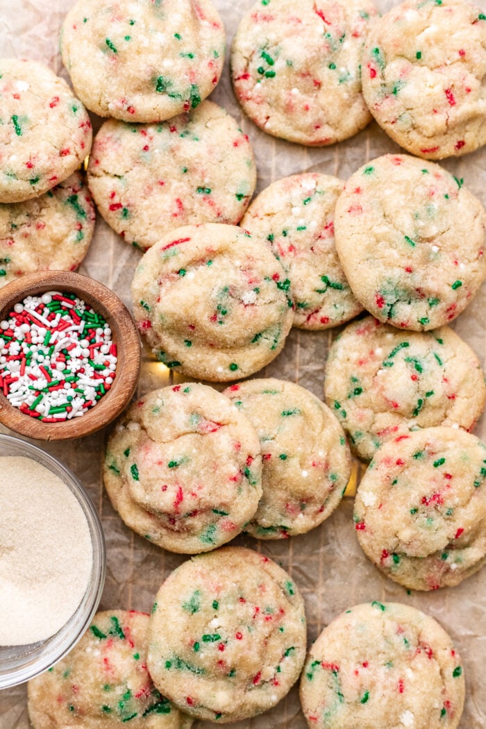 sugar cookies on parchment paper