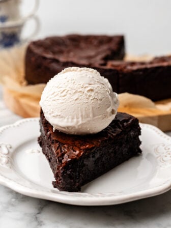 sliced chocolate cake on a plate