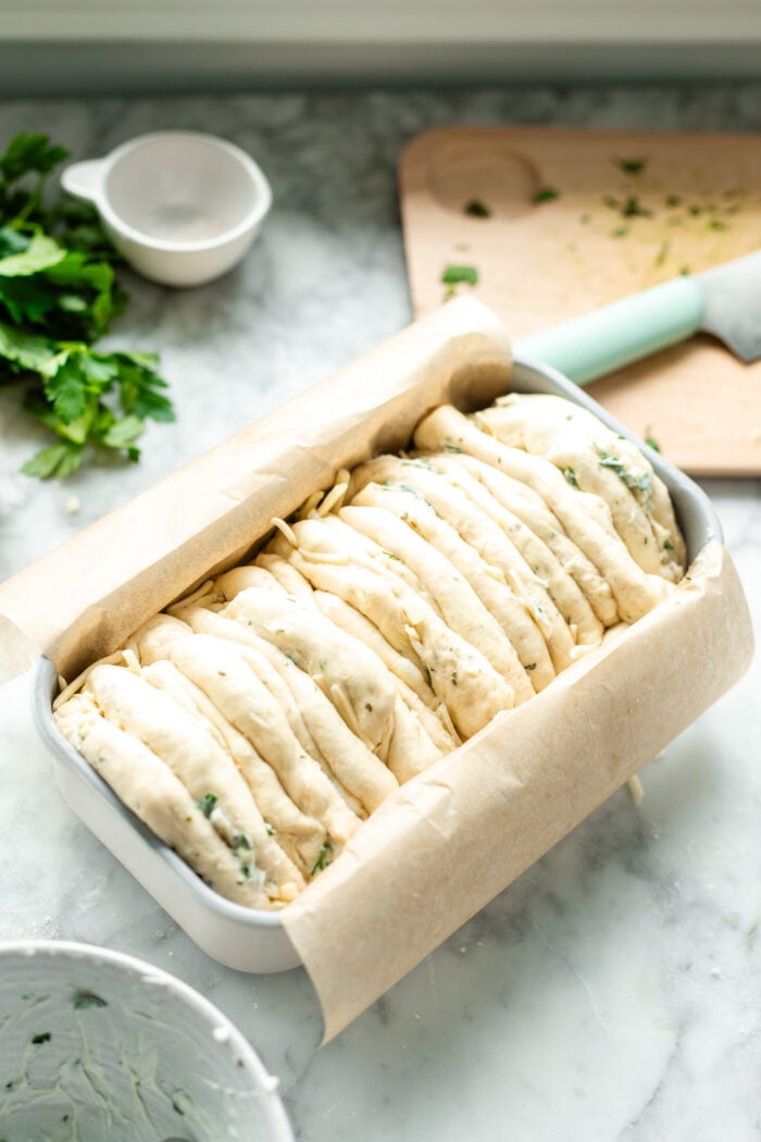 pull apart bread before baking